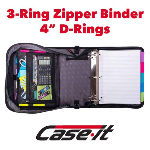 Case-it D-186 King Sized Zip Tab Binder 4" D-Rings 5 Subject & Might Zip Tab Binder D-146 3" O-Ring Midnight Blue