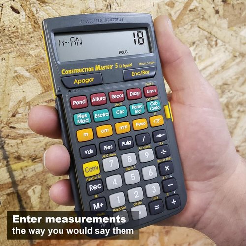 Calculated Industries 4054 Construction Master 5 - Spanish Feet-Inch-Fraction Calculator for Carpenters