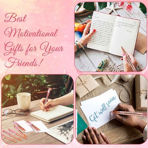 Supervitae 30 Set Christmas Motivational Pens for Women Bulk Rose Gold Inspirational Positive Quote Ballpoint Pens with Card Tie for Xmas Stocking Stuffer Teacher Student Employee Office Supplies