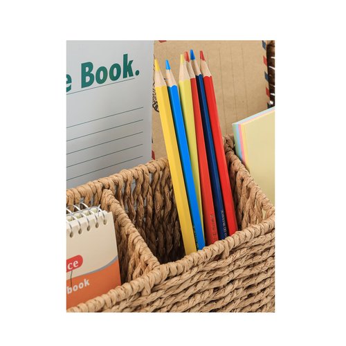 DINGTAI Rattan Desk Organizer, Tabletop Mail Holder, 5 Slot Mail Organizer Countertop Basket, Rattan Office Supplies, Boho Office Desk Accessories, Wicker Desk Organizer, Magazine Holder（Wicker）