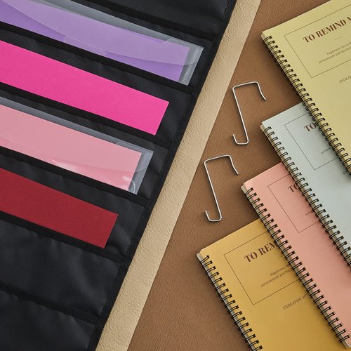Henoyso 2 Pcs 12 x 12 Inch Paper Storage Scrapbook Vinyl Roll Storage Organizer Hanging Wall File Organizer with Door Hangers for Office Cardstock Craft (Black)