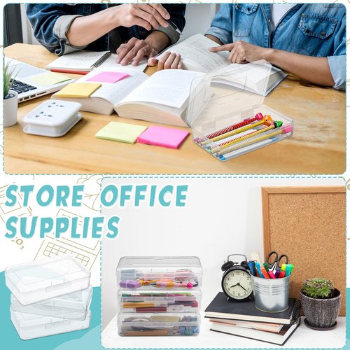 Patelai 30 Pcs Large Capacity Pencil Case Bulk Clear Hard Plastic Pencil Box Organizer with Snap Tight Lid Stackable Crayon Storage Box for Kids School Classroom Home Office 2 Style (Transparent)