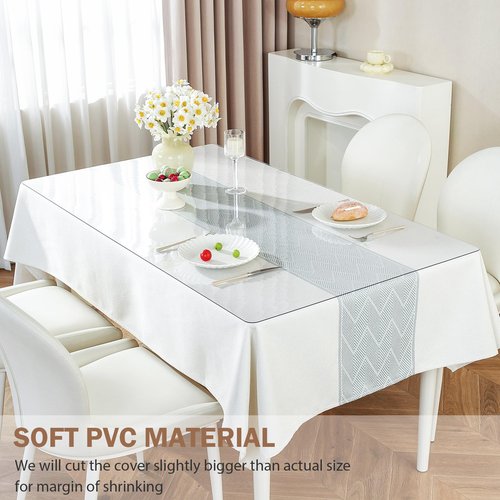 LovePads 1.5mm Thick 22 x 54 Inch Clear Table Cover Protector, Clear Table Protector, Plastic Table Cover, Table Pad for Dining Room Table, Clear Desk Mat Desk Protector for Writing Desk, Coffee Table