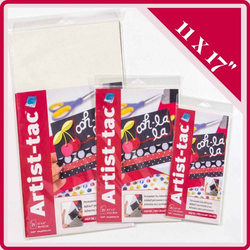 Grafix Artist-Tac Dry Transfer Adhesive Dots - 11"x17" Sheet of Permanent Micro Adhesive Dots are A Quick, Mess-Free Mounting Option for Arts,Papercrafts,School Projects,Stationary,Pack of 25 Sheets