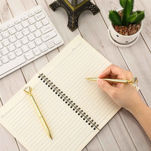 100 Pcs Diamond Pens Crystal Diamond Ballpoint Pen Fancy Cute Pens for Women Bling Metal Ballpoint Pen with Black Ink Office School Supplies, Wedding Bridal Shower Gift (Gold)