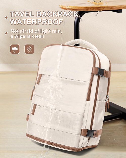 coowoz Travel Backpack Carry On for Women Man Gym Backpacks with Laptop Compartment Mochila de Viaje Teacher Personal Item Backpack Airplane Accessories Must Haves Beige Brown Small