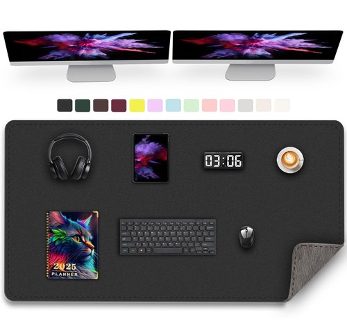 47.2" x 23.6" Large Desk Pad Mat - Non-Slip PU Leather Desk Mat, Large Mouse Pad, Computer Mat for Keyboard Mouse, Waterproof Desk Writing Mat, Desk Blotter Mat for Work (Black)