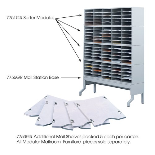 Safco 7753GR E-Z Sort Mail Station Additional Mail Trays for use with Sorter Module, Sold Separately, Gray