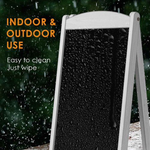 INNOVART Magnetic A-Frame Chalkboard Sign, Sidewalk Sign 45" x 17" With Display Shelf, Free Standing Easel for Restaurant, Business, Wedding or Events, White