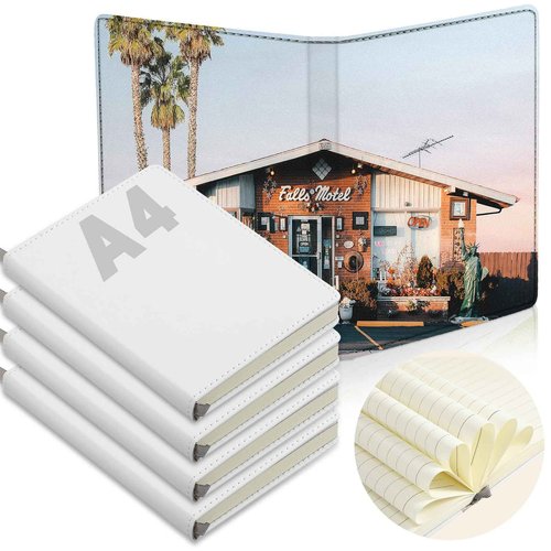 Zonon 4 Pcs Sublimation Notebooks Sublimation Journal Blank Notebooks A6 A5 A4 190 Pages Thick Faux Leather Journal for School Office Supplies(11.6 x 8.5 Inch, A4)