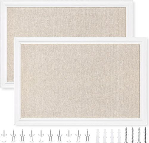 Colarr Bulletin Board - 30 x 20 Inch Decorative Wall-Mounted Notice Board | White Frame with Push Pins