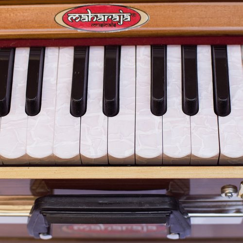 Maharaja Musicals, Portable Harmonium, Model 2024-25 Small, 2 1/4 Octaves Saptak, 3 Fold Bellow, 17x10x10 Inch, Handle, Bag, Kirtan Yoga Companion, Handmade Harmonium Instrument PH1