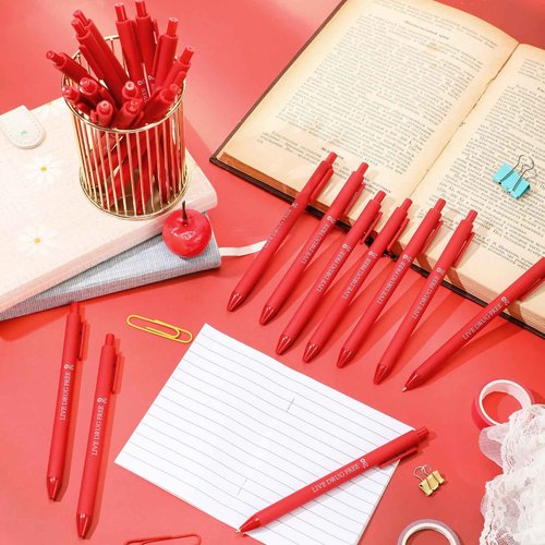 Cholemy 150 Pcs Red Ribbon Week Ballpoint Pens Live Drug Free Red Ribbon Awareness Pens Bulk Black Ink Retractable for Volunteer Fundraising Charity Event Party Favors Activity Supplies