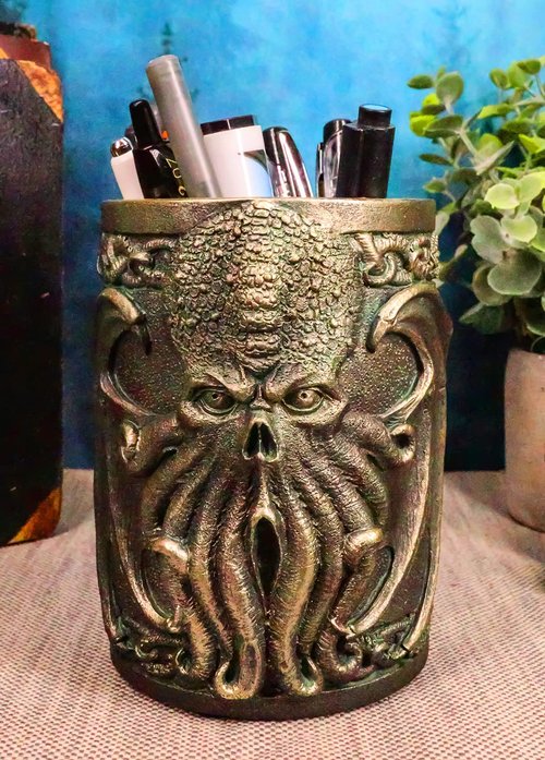 Ebros Legends Fantasy Sea Marine Mythology Call Of Cthulhu Kraken Monster Stationery Holder Figurine Organizer Office Desktop Pen Pencil Make Up Brush Vanity Holder Sculpture
