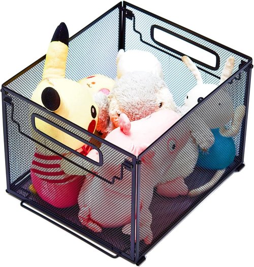 SETTFRFE Metal Mesh Hanging File Folder Organizer - Stylish Black Crate Basket for Home or Office