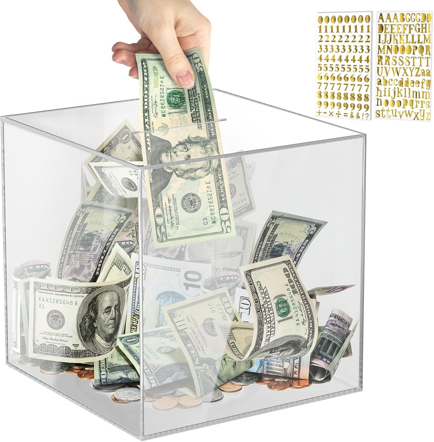 Vcetrcpl Acrylic Clear Piggy Bank - Unbreakable Money Saving Box for Adults | Large 12x12CM Size