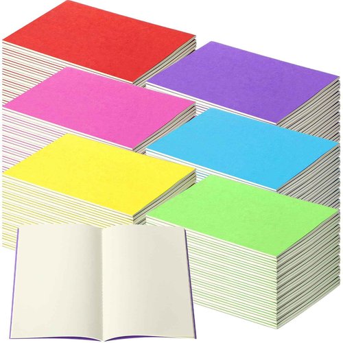 Thenshop 30 Pcs A5 Kraft Notebooks Blank Journal Bulk Unlined Paper Sketchbooks Composition Notebooks 60 Pages 8.3 x 5.5 Inch for Students Office School Back to School Supplies(Bright Color)