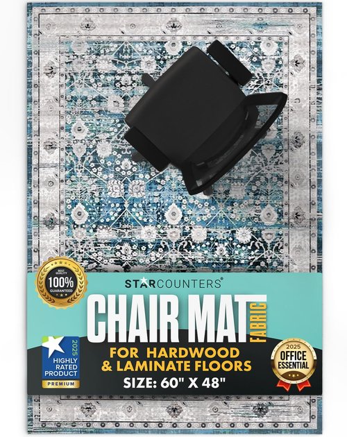 Starcounters Office Chair Mat for Hardwood Floor -Heavy-Duty Floor Mat for Office Chair, Scratch-Resistant and Non-Slip Computer Chair Mat, Wood and Tile Protection for Office & Home, White 48" x 60"