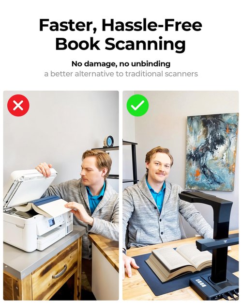 CZUR ET MAX Professional Book Scanner, 38MP Document Camera, Laser Curve-Flatten, USB High Speed Document Scanner, 180+ Languages OCR, Capture A3, Support HDMI, for Windows/MacOS/Linux