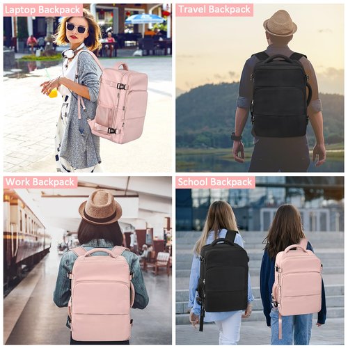 Snoffic Travel Backpack for Women Men,Travel Laptop Backpack w/USB Charging Port, Waterproof Travel Backpack Carry On Flight Approved,Weekender Business Hiking Bag,Laptop Backpack 17 inch