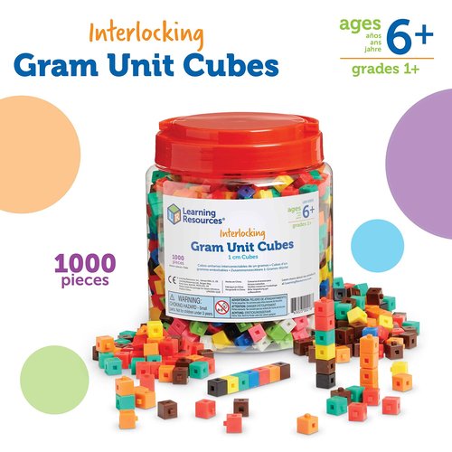 Learning Resources Interlocking Gram Unit Cubes - 1,000 Pieces, Ages 6+ Math Classroom Teaching Aids