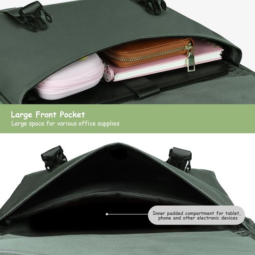 3 Ring Zipper Binder 500-Sheet Zipper Binder Adjustable Shoulder Strap & Handle for 14 Inch Laptop for School and Office (Green)