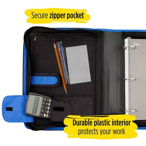Five Star 2 Inch Zipper Binder, 3 Ring Binder, 6-Pocket Expanding File, Durable, Color Selected for You, 1 Count (29592)