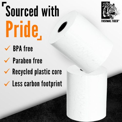 Thermal Tiger 3 1/8 X 230 Thermal Paper Rolls (50 Rolls/Box) – BPA-Free Rolls for POS Systems, Cash Registers & Credit Card Machines
