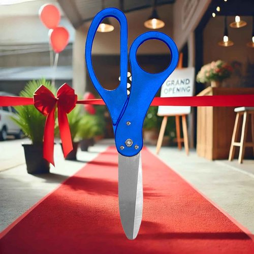 Blue Ribbon Cutting Ceremony Kit — 20 Inch Giant Scissors Prop Blue Large Shears for Cutting Grand Opening Ribbon and Shears for Ceremonies & Special Events
