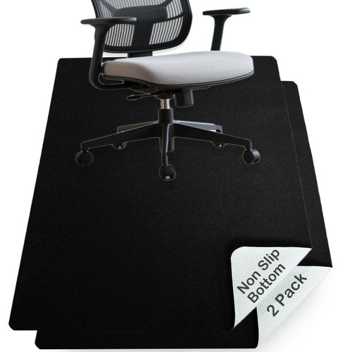 Desk Chair Mat 2 Pack for Hardwood Floor, 48"x36" Office Chair Mat, Anti-Slip Computer Gaming Rug Floor Protector for Home Office, Easy to Clean, Black