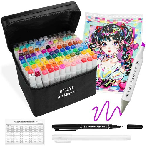 Alcohol Based Markers Art Set - 120 Color Professional Double Sided Marker for Artist, Markers for Adult Coloring Books No Bleeding - Dual Tip Color Pen for Drawing Blending Illustration Card Making