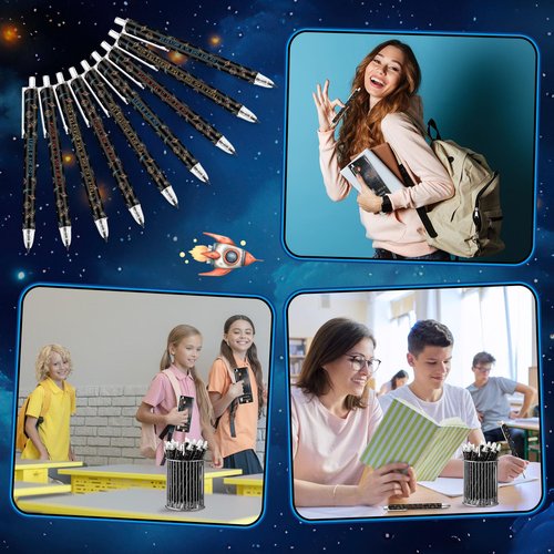 Dunzoom 30 Set Back to School Gift Bulk Space Mechanical Pencils Blast into a Learning Adventure Bookmark Refillable and Retractable Galaxy Pencils with Cards for Students Kids First Day of School