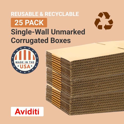 AVIDITI 24x8x8 Long Corrugated Boxes, Long, 24L x 8W x 8H, Pack of 25 | Shipping, Packaging, Moving, Storage Box for Home or Business, Strong Wholesale Bulk Boxes