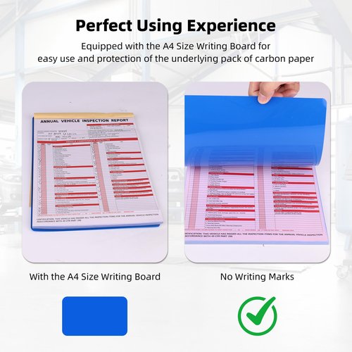 15-Pack Annual Vehicle Inspection Report Form, 3-Ply Carbonless Form and Hardboard, Includes 15-Pk 2-Ply FMCSA Vinyl Adhesive Label for Annual Inspections, DOT Compliant