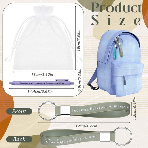 Jetec 120 Pcs Employee Appreciation Thank You Gifts Bulk for Coworker Birthday Christmas Gifts Include Mini Notebooks Pens Thank You Keychains with Organza Bags