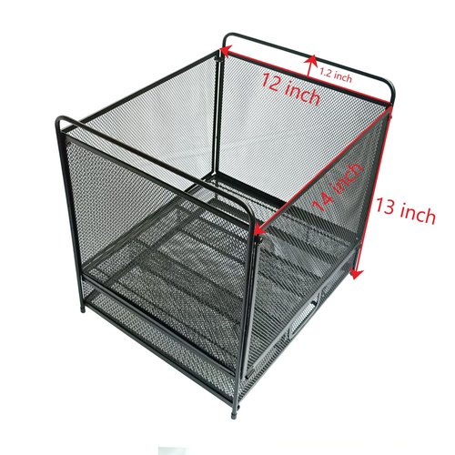Mknana Mesh Desktop Hanging File Organizer with Drawer,Office Supplies and Home Filing Organizer,Letter Size,Black