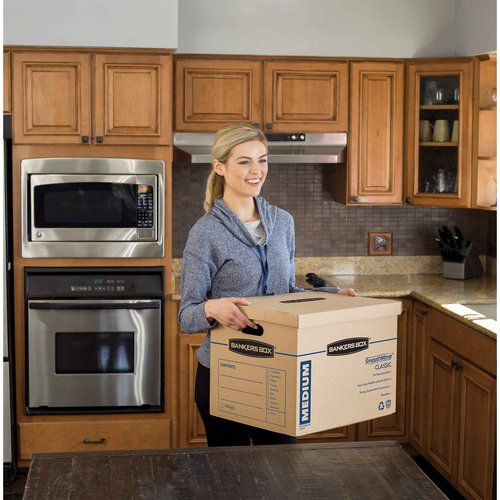Bankers Box Medium Classic Moving Box 20 Pack, Reinforced Handles, Tape-Free Assembly, Box with Lid, 19-in x 14.5-in x 15.5-in (8817202)