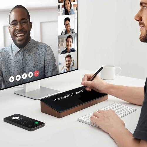 Yeoux Office Essential - Desktop Black Glass Whiteboard Combination