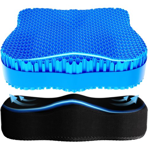 Gel Seat Cushion for Office Chair 3.54in Thick Ergonomic Gel Chair Cushion Seat Pad for Long Sitting Relieve Sciatica Back,Pressure Sore Ulcer Pain,Seat Cushion for Wheelchair Office Chairs Car Seats