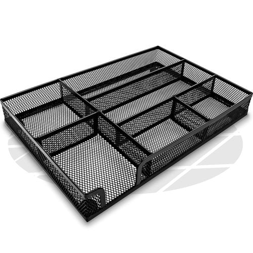 Desk Drawer Organizer Tray Versatile Metal Mesh Desk Organizers and Accessories for Office Supplies, School, Home, 12.60 x 8.66 x 1.77 Inches