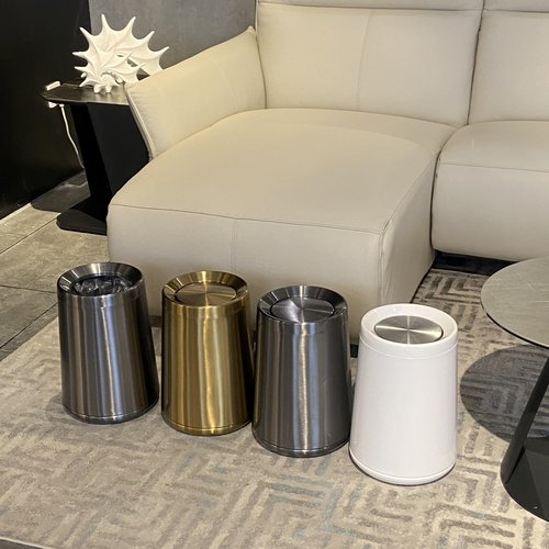 YOJIA 2.6Gal/10 L Gold Brushed Stainless Steel Trash Can with Swing Cover, Bathroom Trash Can with Lid, Garbage Can for Bathroom, Bedroom, Office, Hotel, Rest Room, RV (Gold)