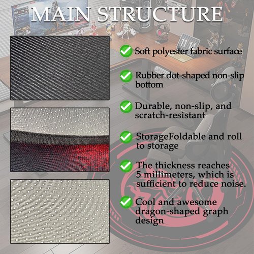 Raoot Chair Mat for Hardwood Floor Gaming Chair Mat 47 Inch Round Floor Mats for Gaming Room Home Office