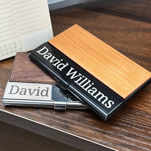 ubjva Personalized Business Card Holder Custom Card Wallet with Engraved Name Business Card Organizer for Men and Women