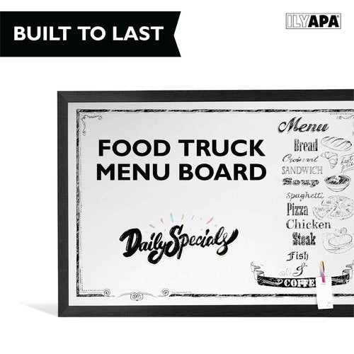 Ilyapa Extra Large Dry Erase Board for Wall - Wood Framed Magnetic White Board - 24 x 36 Inches Decorative Wall Hanging Menu Whiteboard - Black