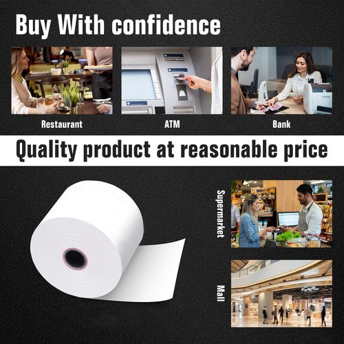 Thermal Paper Rolls 2 5/16 x 400 ft - 12 Rolls BPA Free, Smudge-Proof Cash Register Receipt Paper