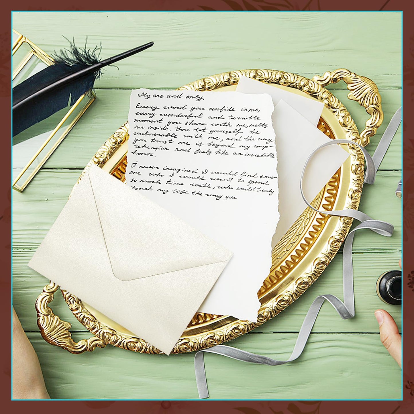 Zooyinfy 50 Pack 5 x 7 Pearl Envelopes，Self-Seal A7 Shimmer Envelopes,with V-Flap for Greeting Cards, Invitation Envelopes for Wedding, Graduation, Baby Shower, Party(Ivory Pearl)