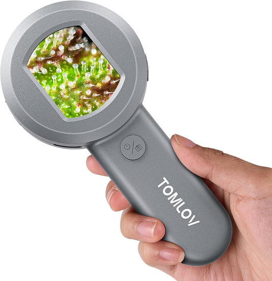 TOMLOV P10 Portable Microscope - 100X Illuminated Handheld Magnifier with Light | Ideal for Collectors