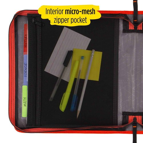 Five Star Zipper Binder, 2 Inch 3-Ring Binder with Removable File Folders, 530 Sheet Capacity, Red/Black (29036CE8)