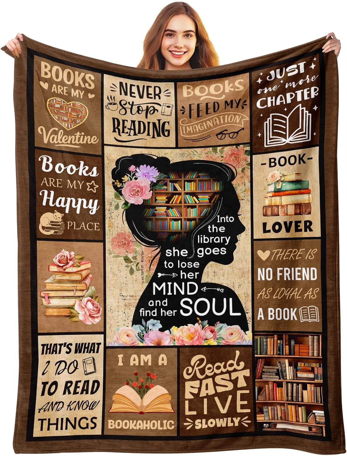 Skiennix Book Lovers Blanket | Cozy Gift for Women & Girls | 50" x 60" Reading Accessory