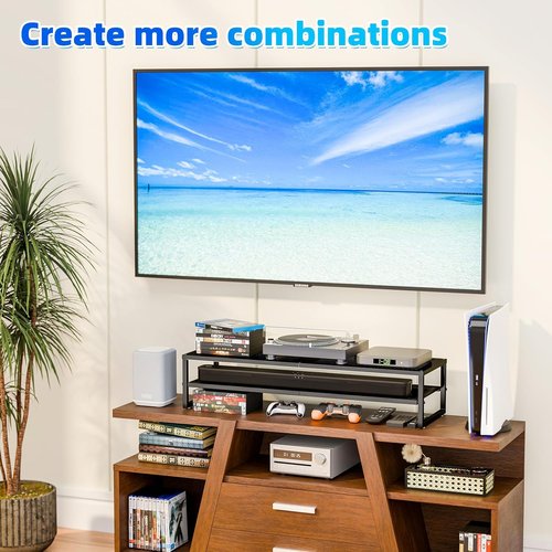Simple Trending 2-Tier Metal Dual Monitor Stand - Includes 32"x10" Mouse Pad | Black Computer Desk Organizer